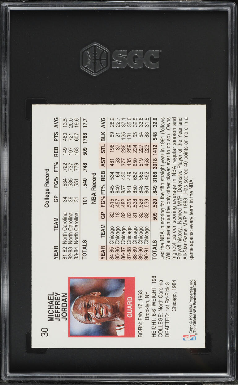 1991 Hoops Michael Jordan #30 SGC 10 GEM MINT