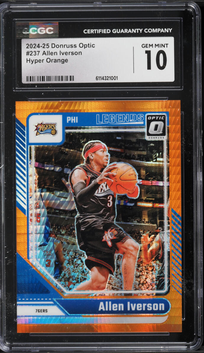 2024 Donruss Optic Hyper Orange Allen Iverson /299 #237 CGC 10 GEM MINT