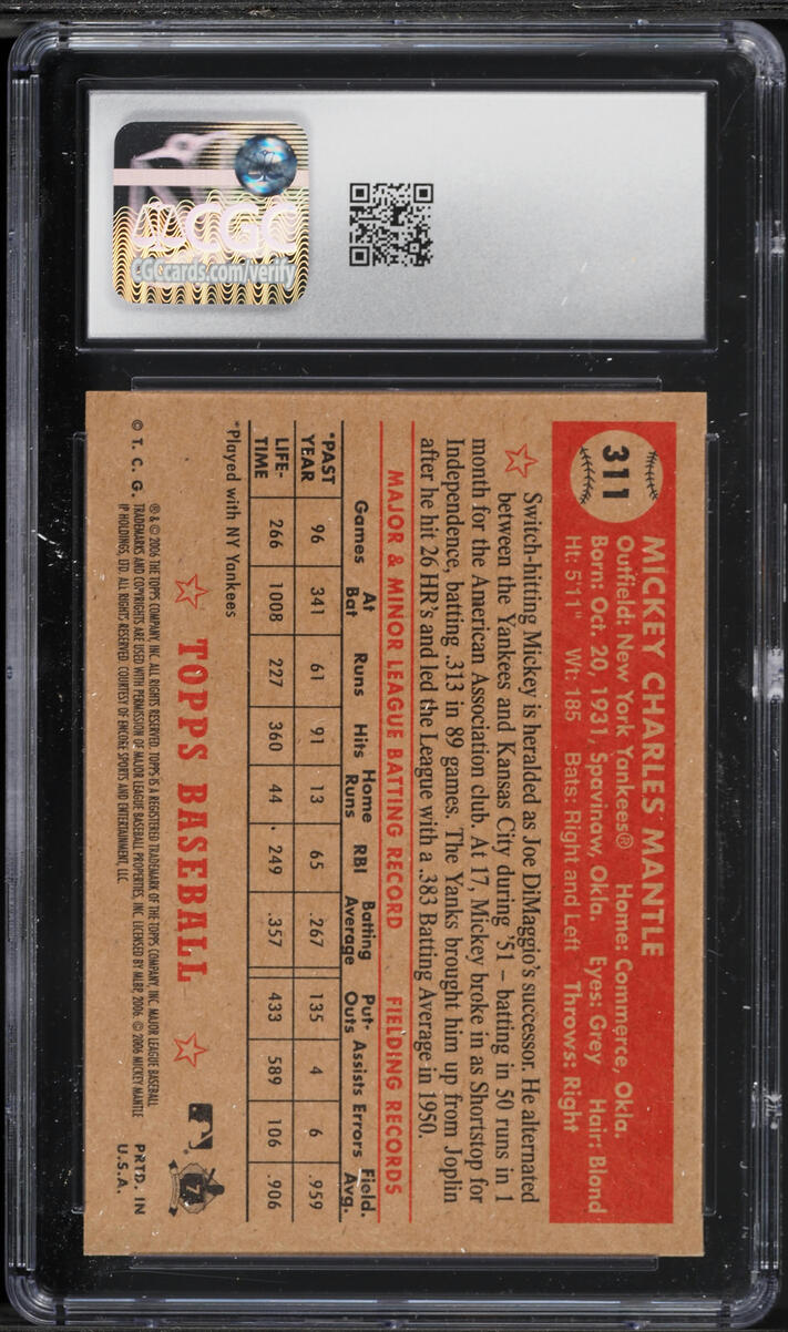 2006 Topps '52 Mickey Mantle #311 CGC 10 GEM MINT on Fanatics Collect