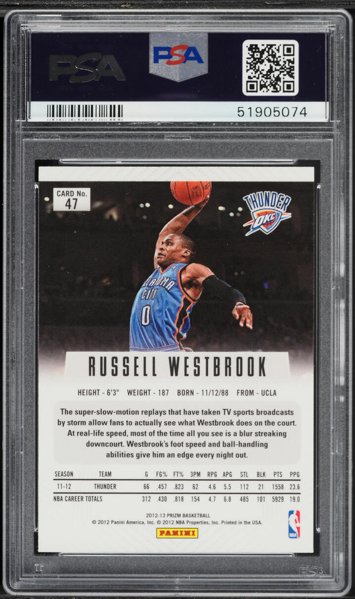 2012 Panini Prizm Russell Westbrook #47 PSA 9 MINT