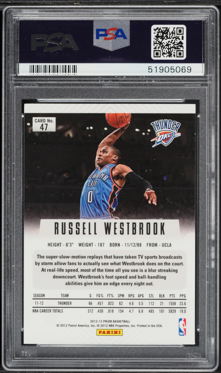 2012 Panini Prizm Russell Westbrook #47 PSA 9 MINT