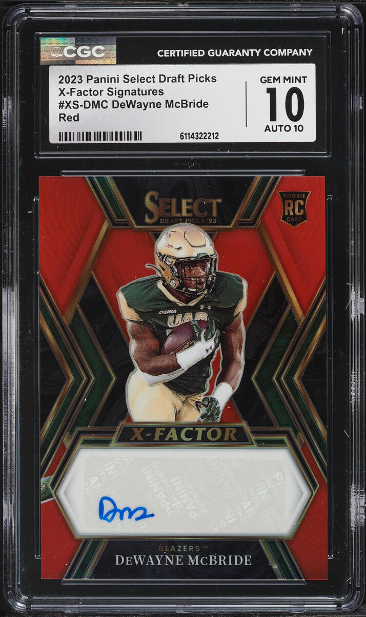 2023 Select Draft Picks Xfactor Red DeWayne McBride ROOKIE AUTO #XS-DMC CGC 10 GEM MINT