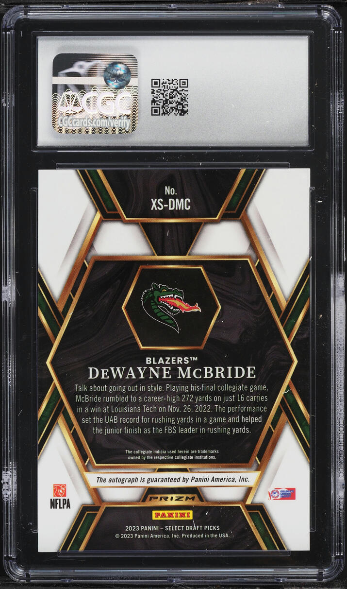2023 Select Draft Picks Xfactor Red DeWayne McBride ROOKIE AUTO #XS-DMC CGC 10 GEM MINT