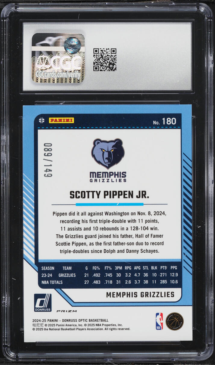 2024 Donruss Optic Green Shock Scotty Pippen Jr. /149 #180 CGC 10 GEM MINT