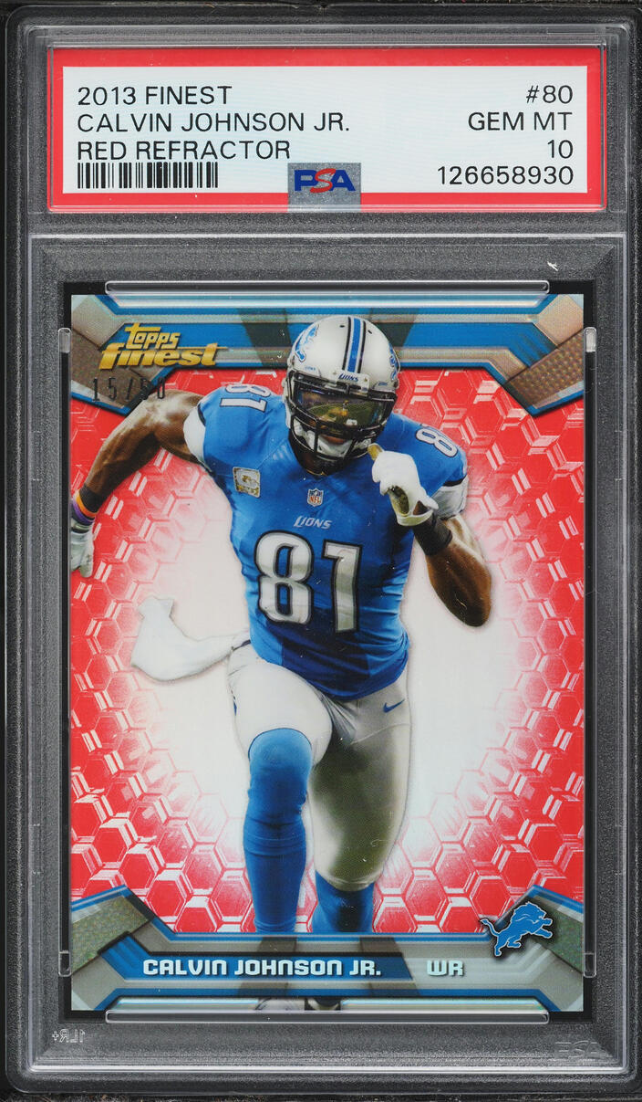 2013 Finest Red Refractor Calvin Johnson Jr. /50 #80 PSA 10 GEM MINT