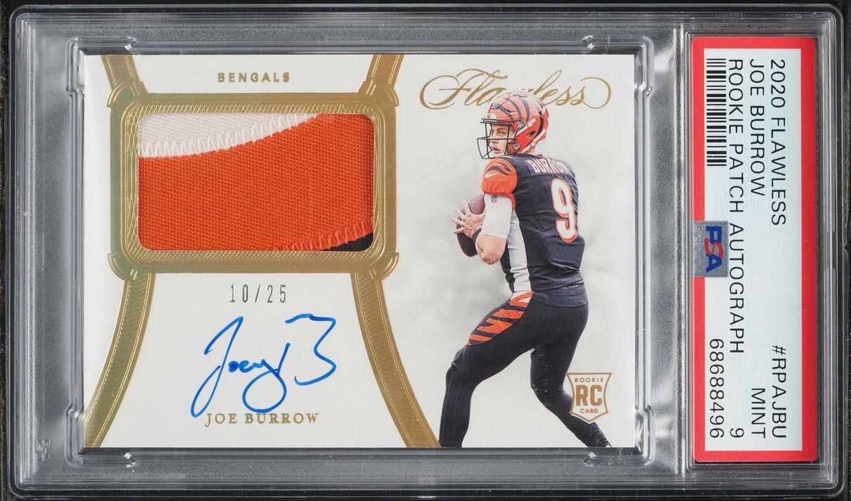2020 Panini Flawless Joe Burrow ROOKIE PATCH AUTO /25 #RPA-JBU PSA