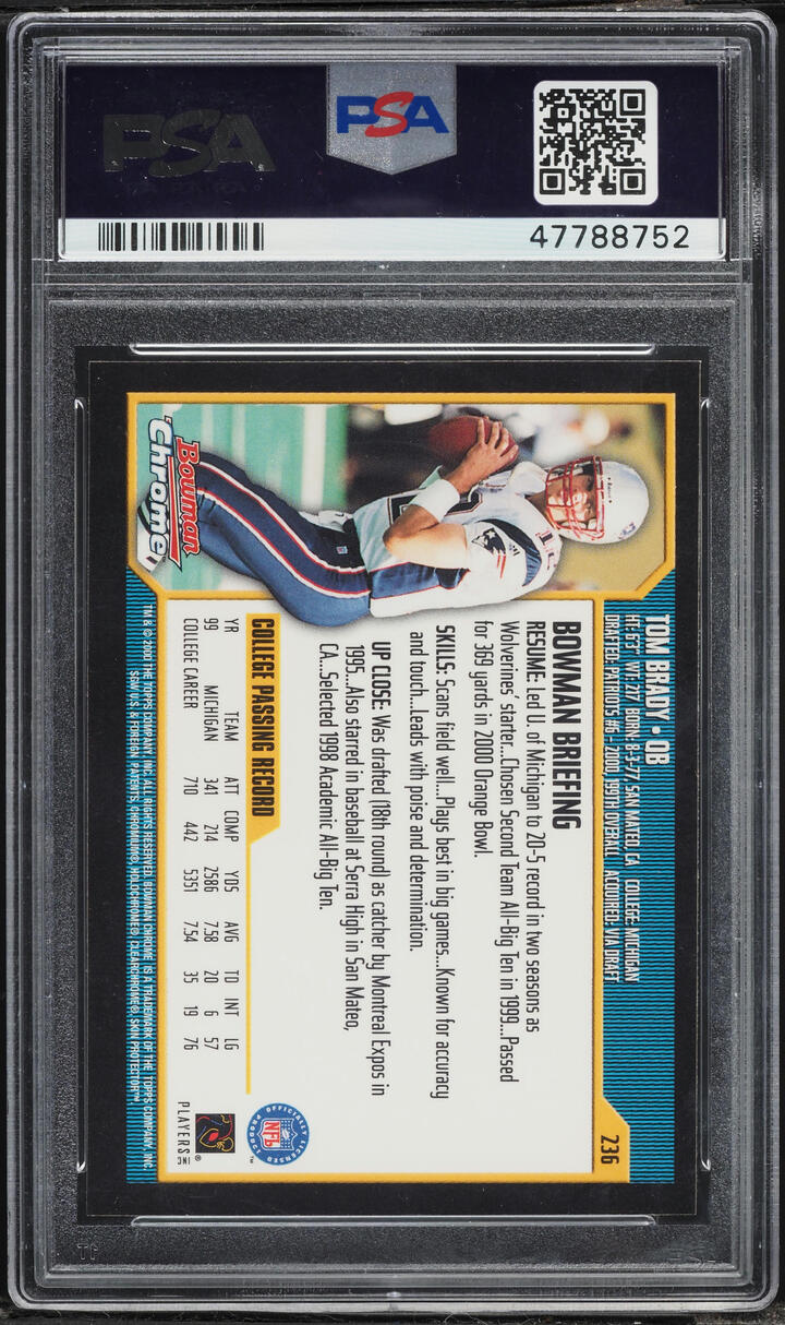 2000 Bowman Chrome Tom Brady ROOKIE #236 PSA 9 MINT