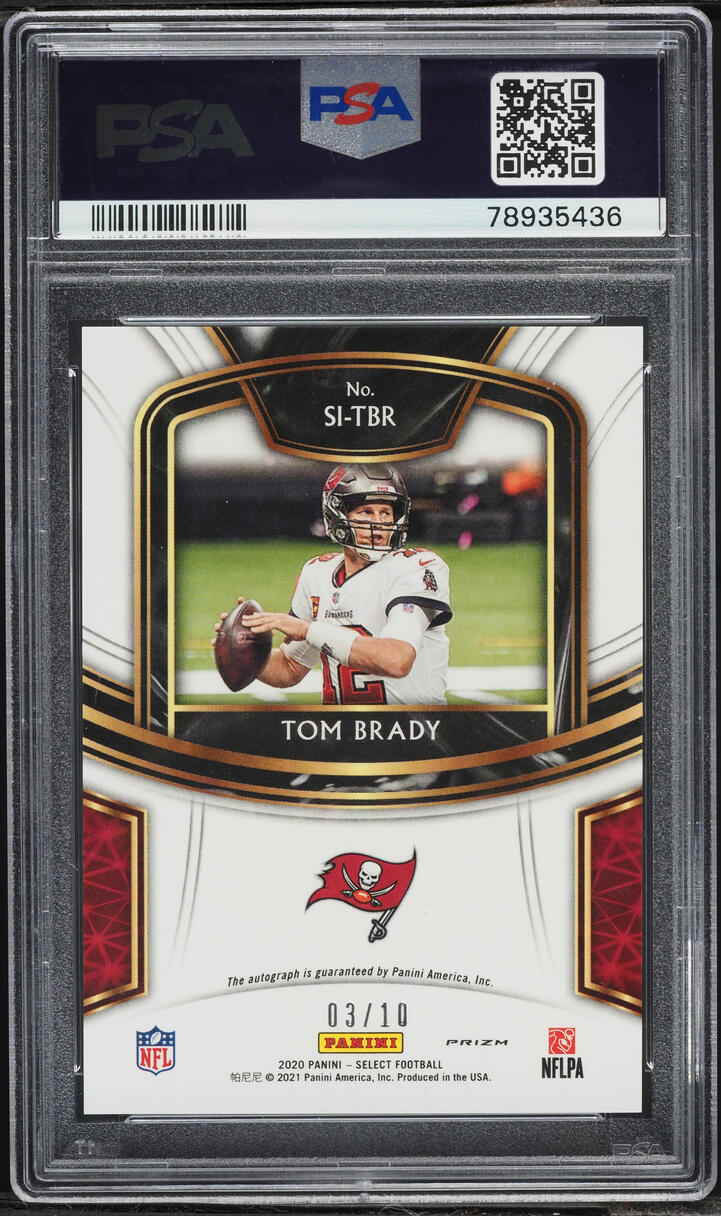 2020 Select Signatures Prizm Tom Brady AUTO /10 #SITBR PSA 9 MINT