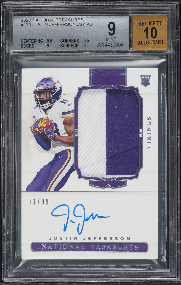 2020 National Treasures Justin Jefferson ROOKIE PATCH AUTO /99 #170 BGS 9 MINT