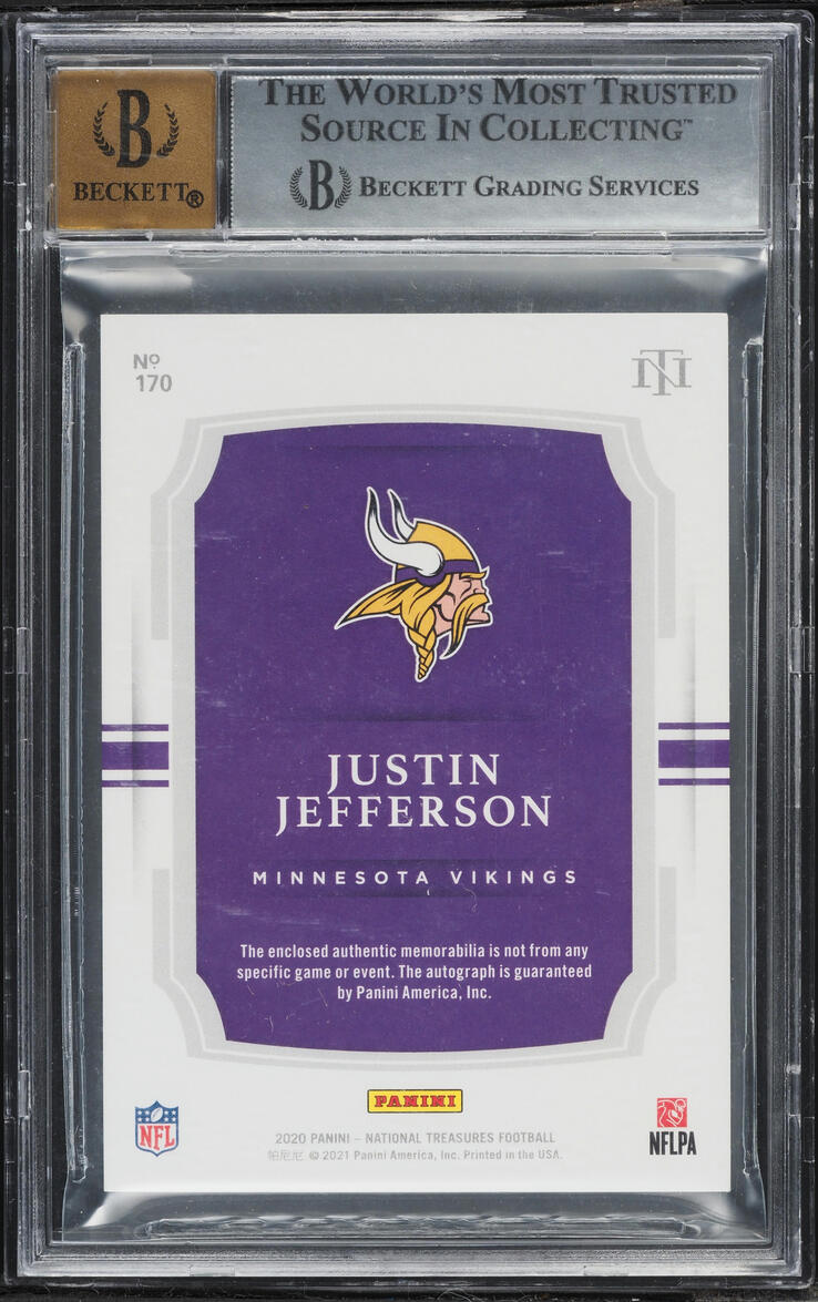 2020 National Treasures Justin Jefferson ROOKIE PATCH AUTO /99 #170 BGS 9 MINT