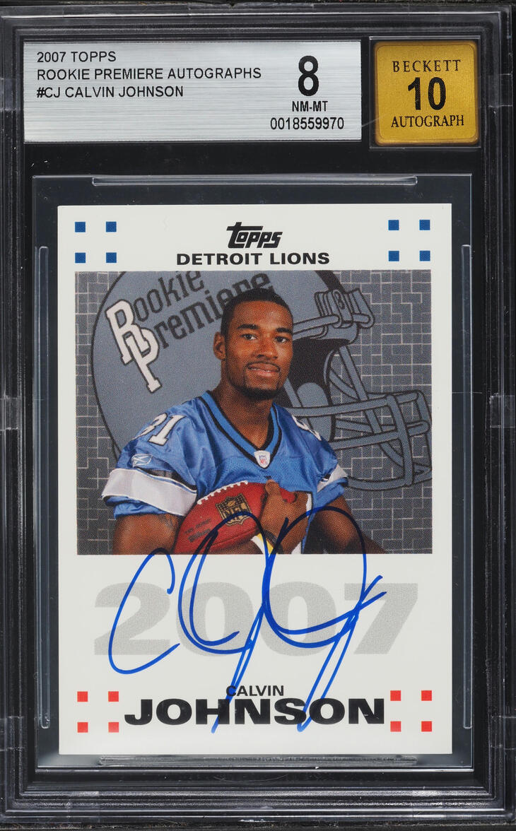 2007 Topps Rookie Premiere Calvin Johnson ROOKIE AUTO #CJ BGS 8 NM-MT