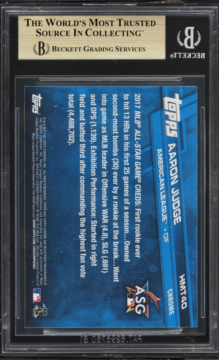 2017 Topps Chrome Update Aaron Judge ROOKIE #HMT BGS 9.5 GEM MINT