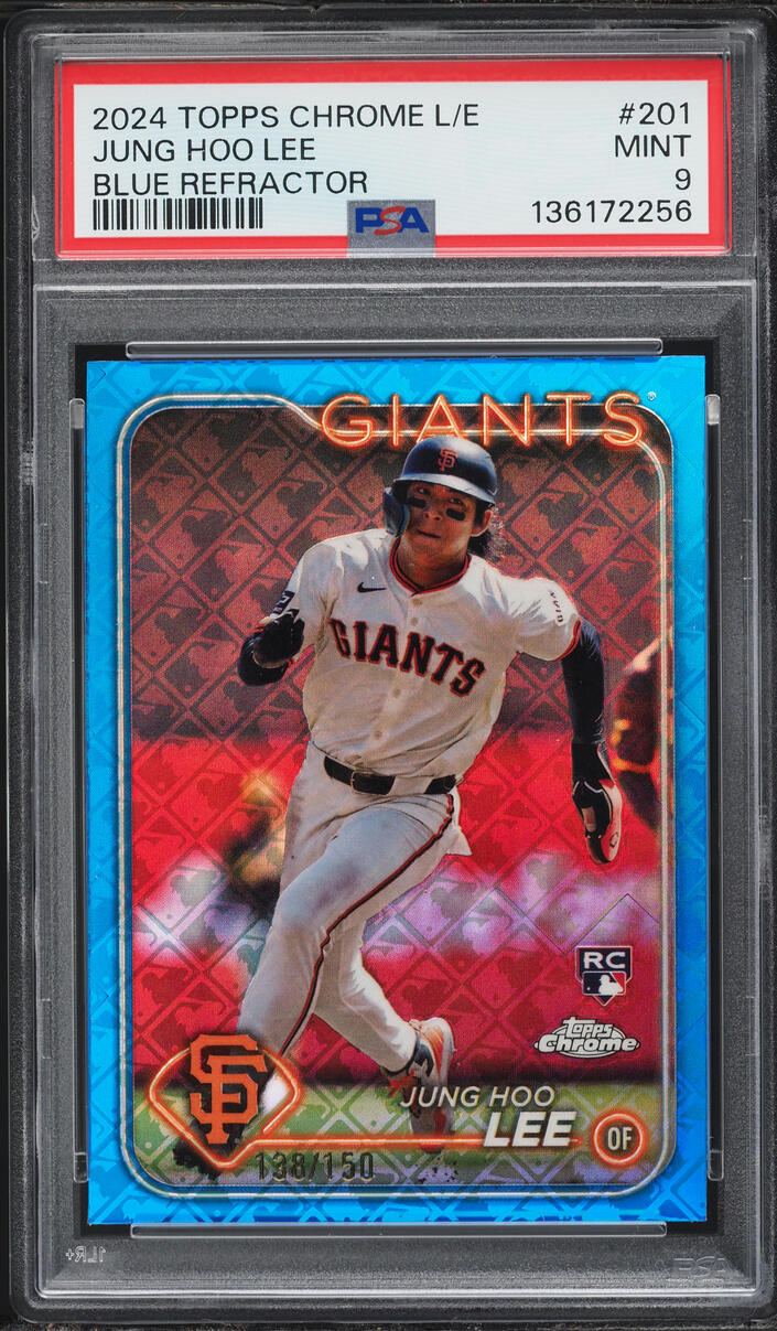 2024 Topps Chrome Logofractor Edition Blue Refractor Jung Hoo Lee ROOKIE /150 #201 PSA 9 MINT
