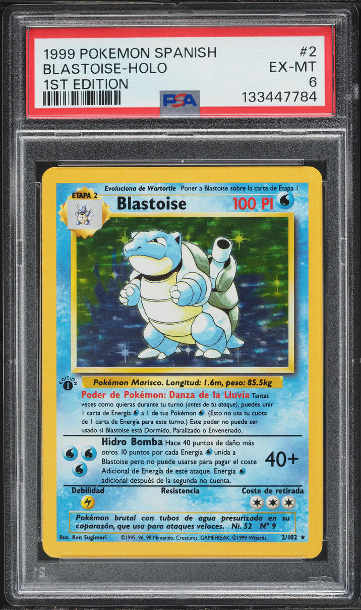 1999 Pokemon Spanish Base Set 1st Edition Holo Blastoise #2 PSA 6 EXMT