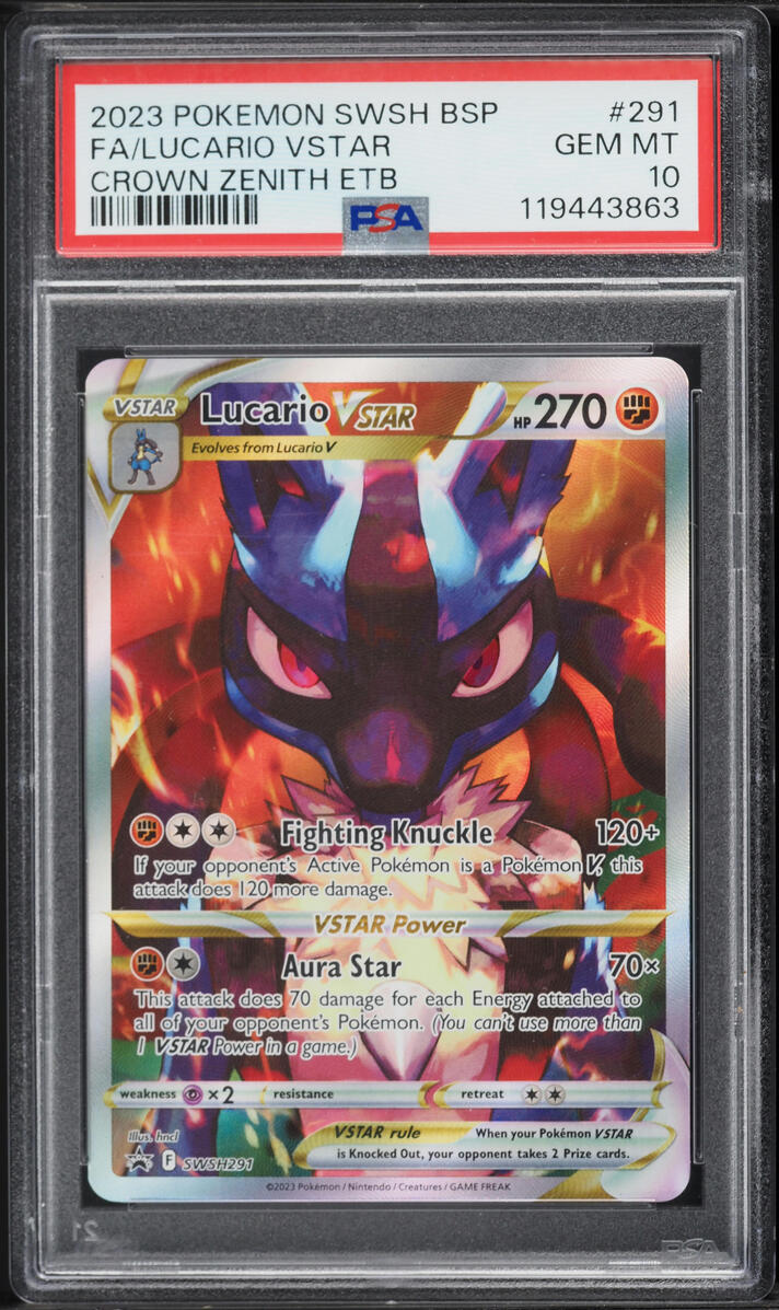 2023 Pokemon Sword & Shield Crown Zenith ETB Lucario VSTAR #291 PSA 10 GEM MINT
