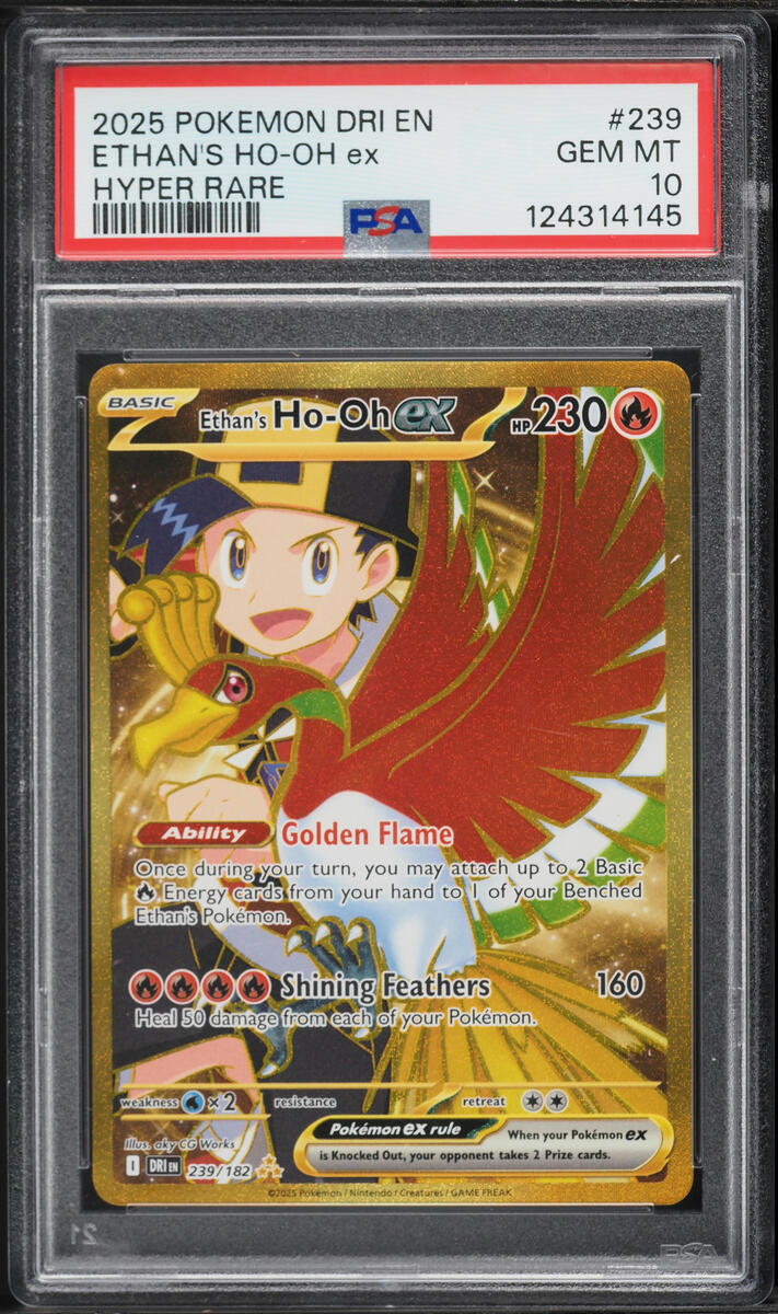 2025 Pokemon Scarlet & Violet Destined Rivals Gold Rare Ethan's Ho-Oh Ex #239 PSA 10 GEM MINT