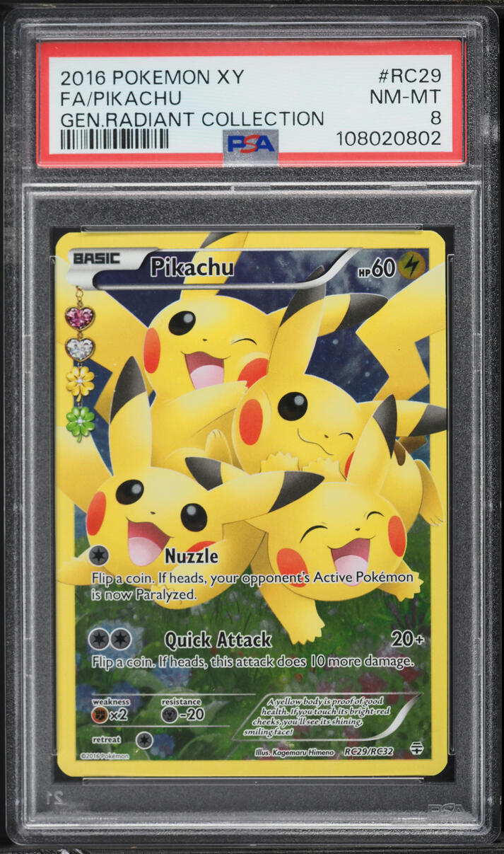 2016 Pokemon XY Generations Radiant Collection Full Art Pikachu #RC29 PSA 8 NM-MT
