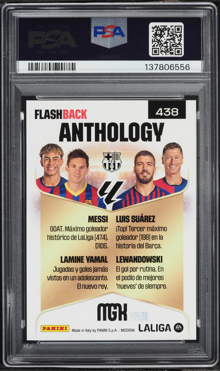 2025 Panini Megacracks Laliga EA Sports Multi-Player w/ Lionel Messi Lamine Yamal #438 PSA 10