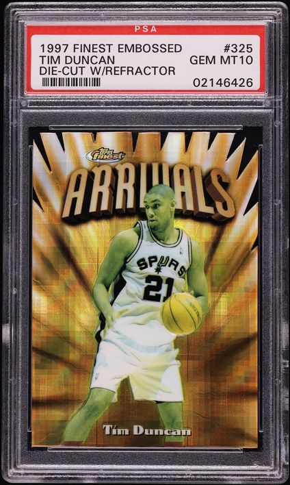 1997 Finest Embossed Gold Refractor Tim Duncan ROOKIE /74 #325 PSA 10 GEM MINT