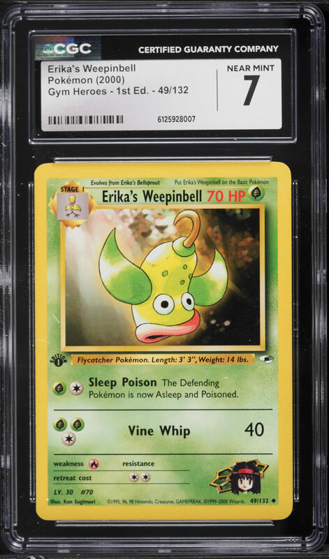 2000 Pokemon Gym Heroes 1st Edition Erika's Weepinbell #49 CGC 7 NRMT