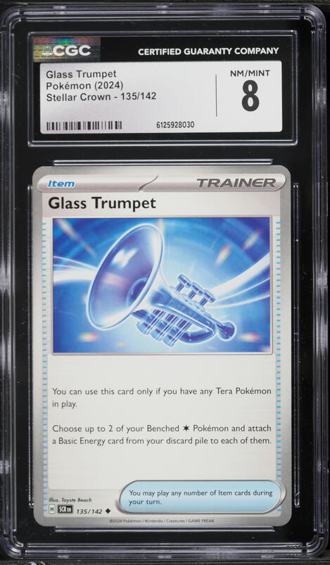 2024 Pokemon Stellar Crown Glass Trumpet #135 CGC 8 NM-MT