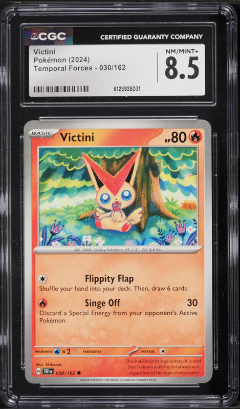 2024 Pokemon Temporal Forces Victini #030 CGC 8.5 NM-MT+