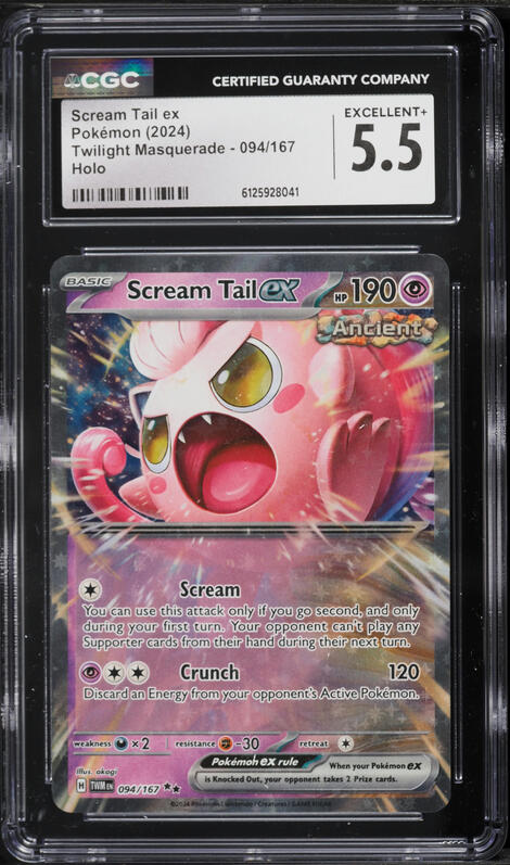 2024 Pokemon Scarlet & Violet Twilight Masquerade Holo Scream Tail ex #94 CGC 5.5 EX+
