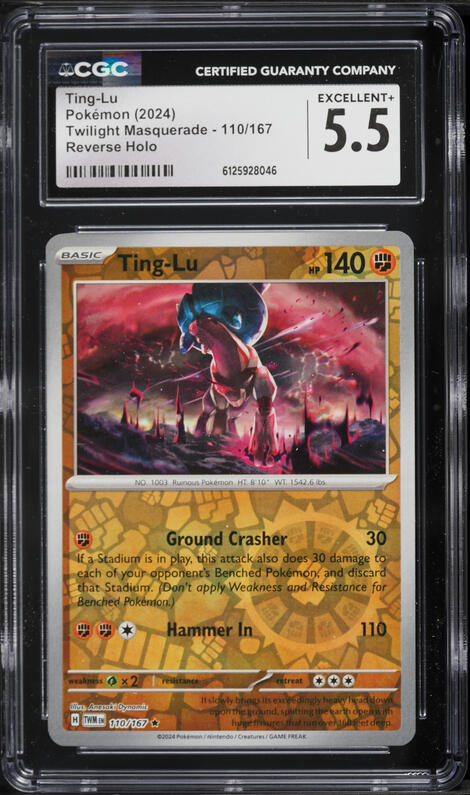 2024 Pokemon Scarlet & Violet Twilight Masquerade Reverse Holo Ting-Lu #110 CGC 5.5 EX+