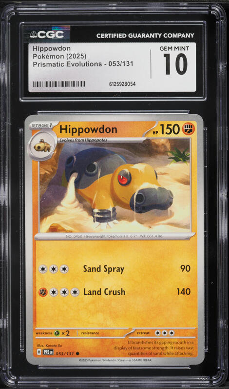 2025 Pokemon Prismatic Evolutions Hippowdon #053 CGC 10 GEM MINT