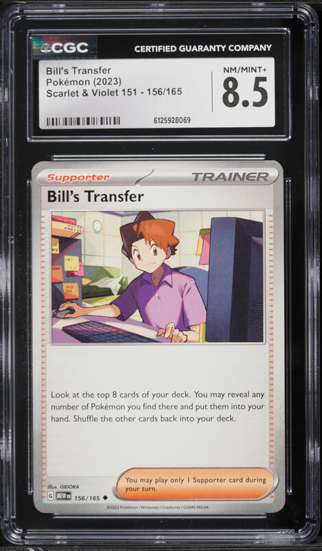 2023 Pokemon Scarlet & Violet 151 Bill's Transfer #156 CGC 8.5 NM-MT+