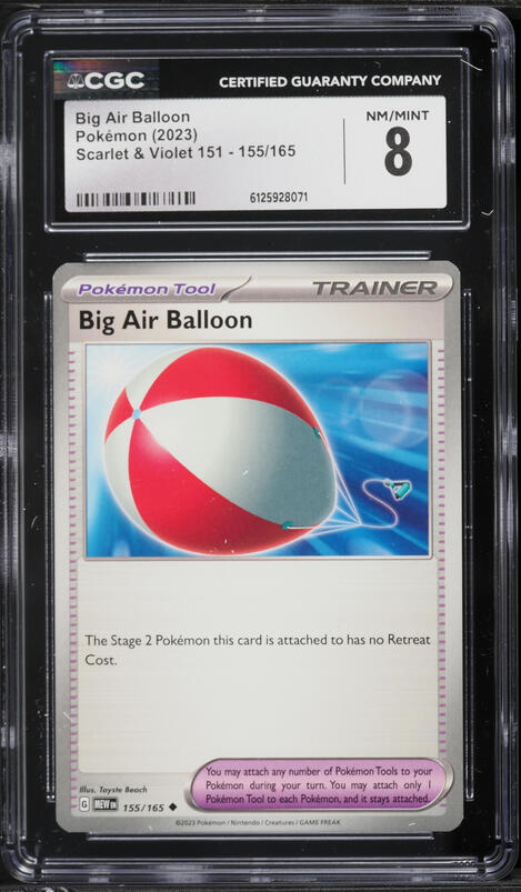 2023 Pokemon Scarlet & Violet 151 Big Air Balloon #155 CGC 8 NM-MT