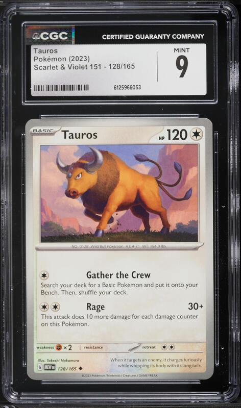 2023 Pokemon Scarlet & Violet 151 Tauros #128 CGC 9 MINT