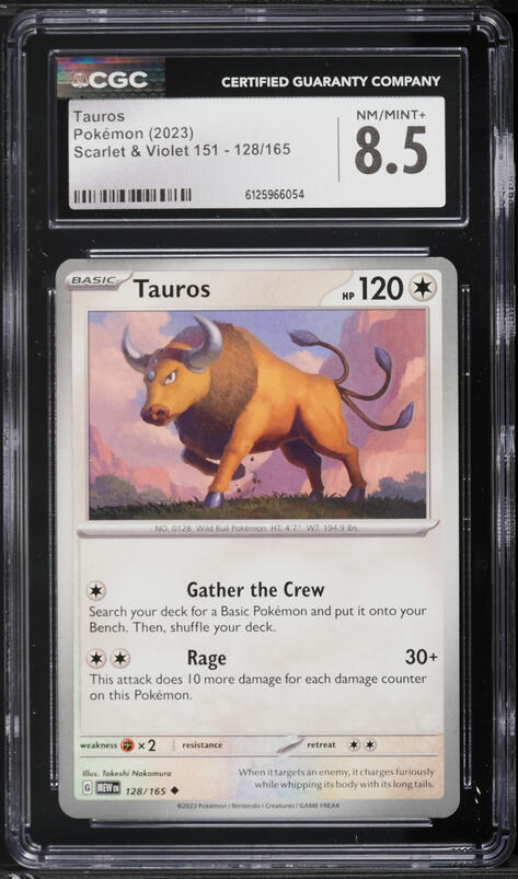 2023 Pokemon Scarlet & Violet 151 Tauros #128 CGC 8.5 NM-MT+