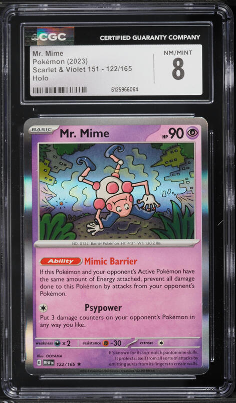 2023 Pokemon Scarlet & Violet 151 Holo Mr. Mime #122 CGC 8 NM-MT