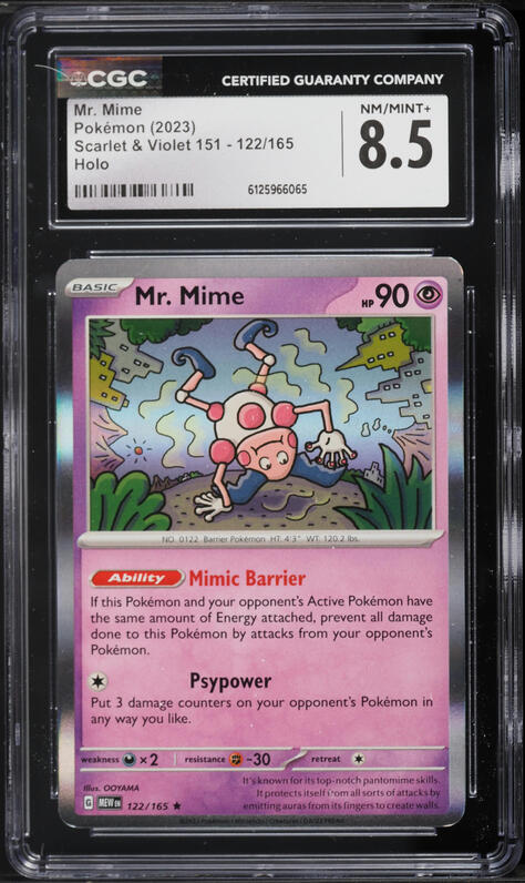 2023 Pokemon Scarlet & Violet 151 Holo Mr. Mime #122 CGC 8.5 NM-MT+