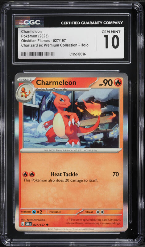 2023 Pokemon Scarlet & Violet Obsidian Flames Charizard ex Premium Holo Charmeleon #27 CGC 10