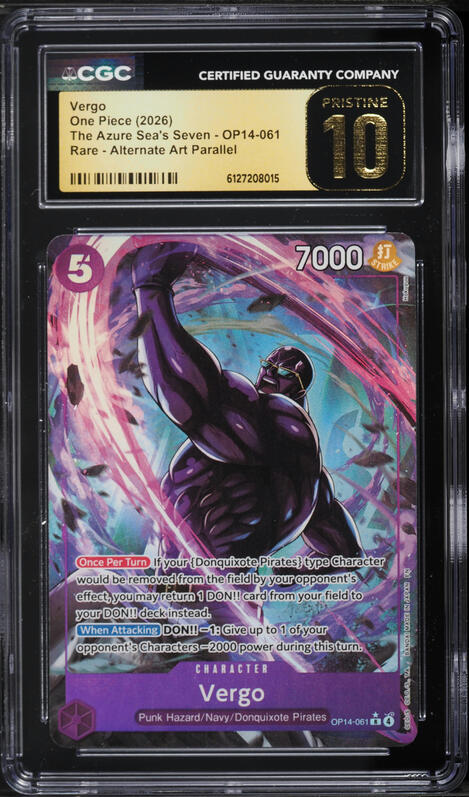 2026 One Piece The Azure Sea's Seven Alt Art Vergo #OP14-061 CGC