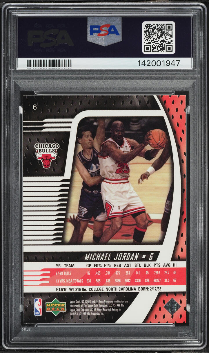 1998 Upper Deck Ionix Michael Jordan #6 PSA 10 GEM MINT