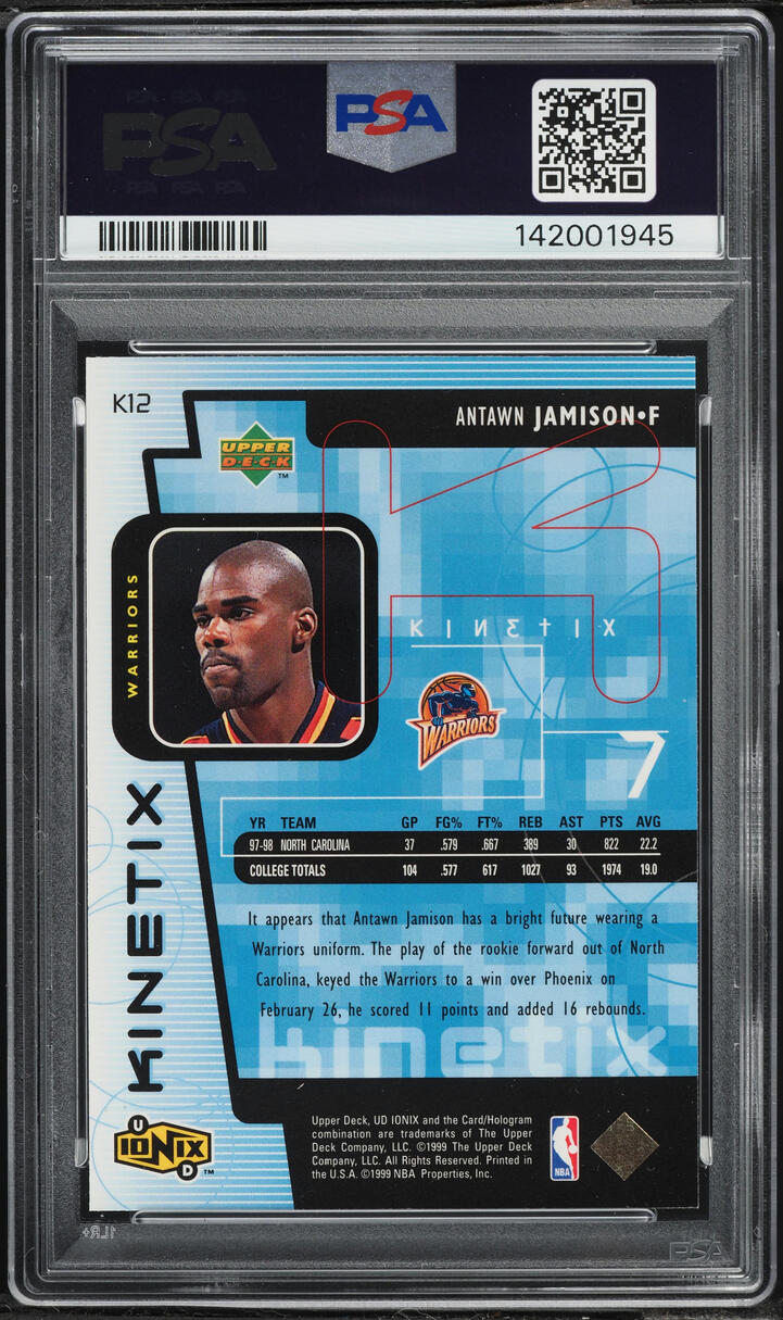 1998 Upper Deck Ionix Kinetix Antawn Jamison #K12 PSA 10 GEM MINT
