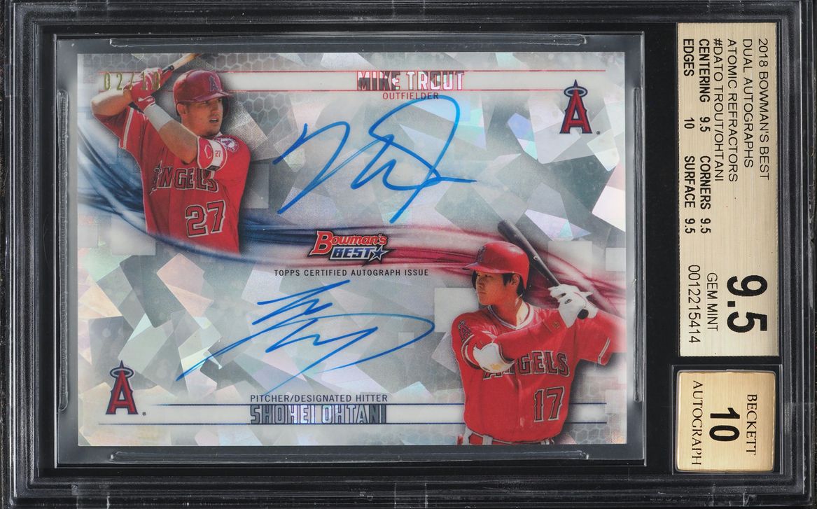 2018 Bowman's Best Dual Atomic Refractor Mike Trout Shohei Ohtani ROOKIE AUTO /10 BGS 9.5 GEM
