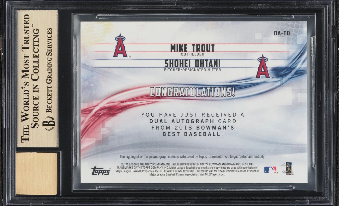 2018 Bowman's Best Dual Atomic Refractor Mike Trout Shohei Ohtani ROOKIE AUTO /10 BGS 9.5 GEM