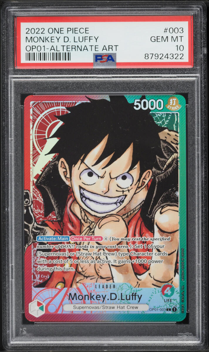 2022 One Piece Romance Dawn Alt Art Leader Monkey D. Luffy #OP01-003 PSA 10 GEM MINT