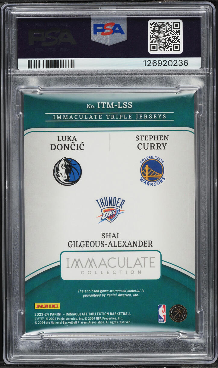 2023 Immaculate Collection Triple Doncic Curry Gilgeous-Alexander PATCH AUTO DNA /99 PSA 8