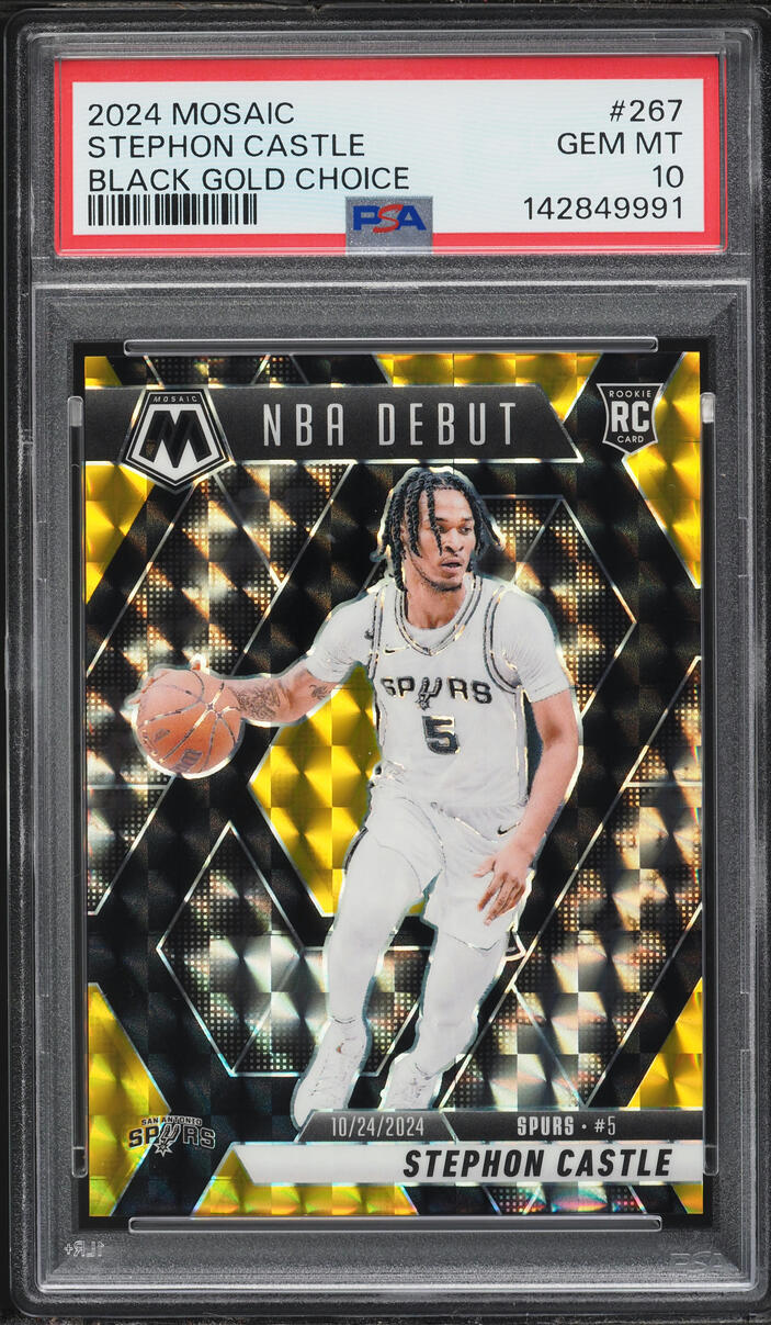 2024 Panini Mosaic Black Gold Choice Stephon Castle ROOKIE /8 #267 PSA 10 GEM MINT