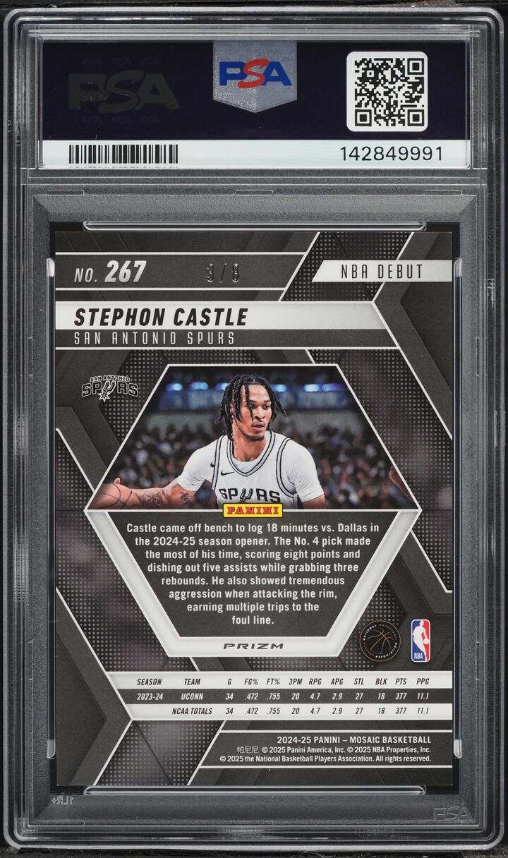 2024 Panini Mosaic Black Gold Choice Stephon Castle ROOKIE /8 #267 PSA 10 GEM MINT