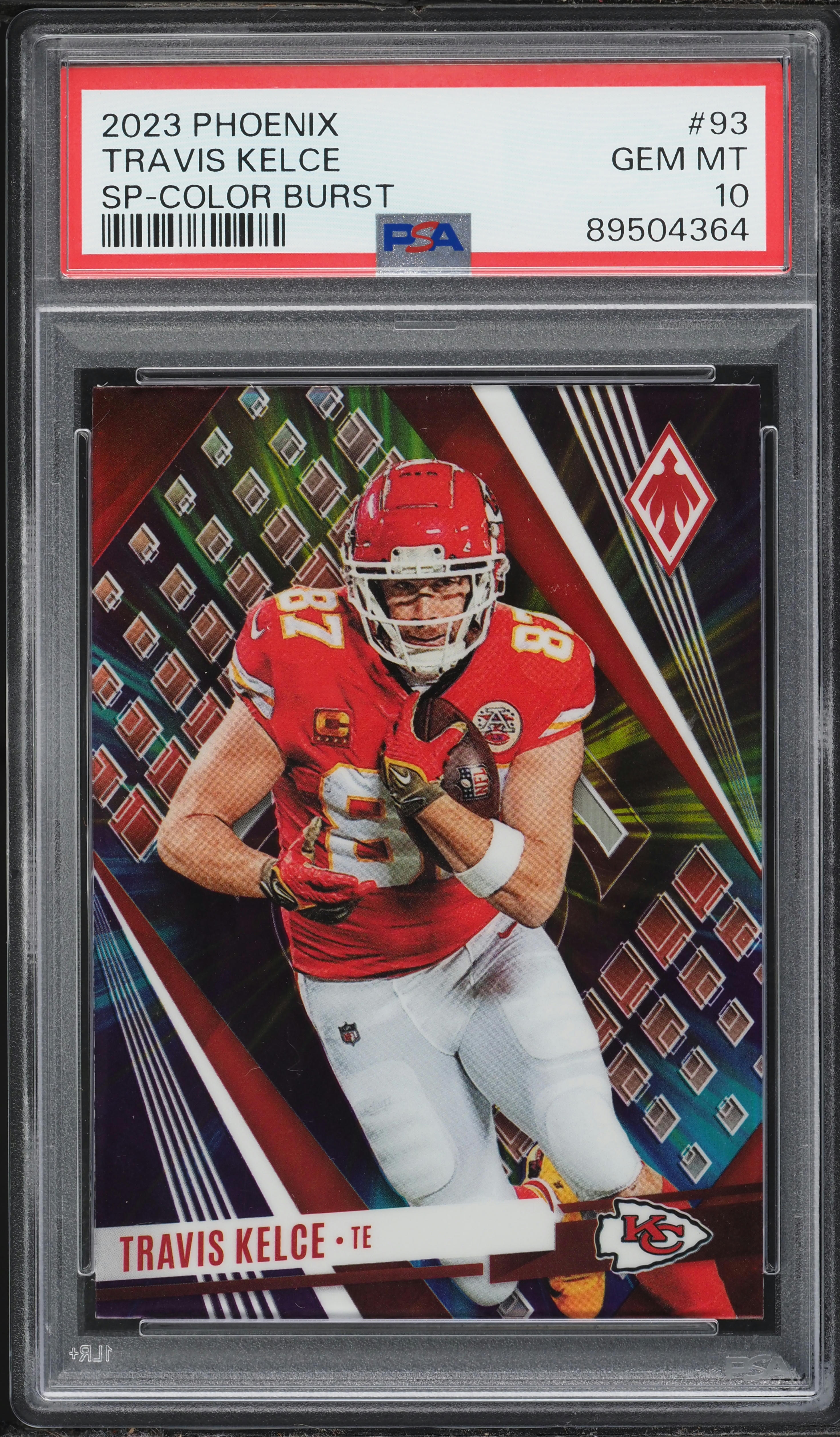 2023 Panini Phoenix Color Burst Travis Kelce SP #93 PSA 10 GEM