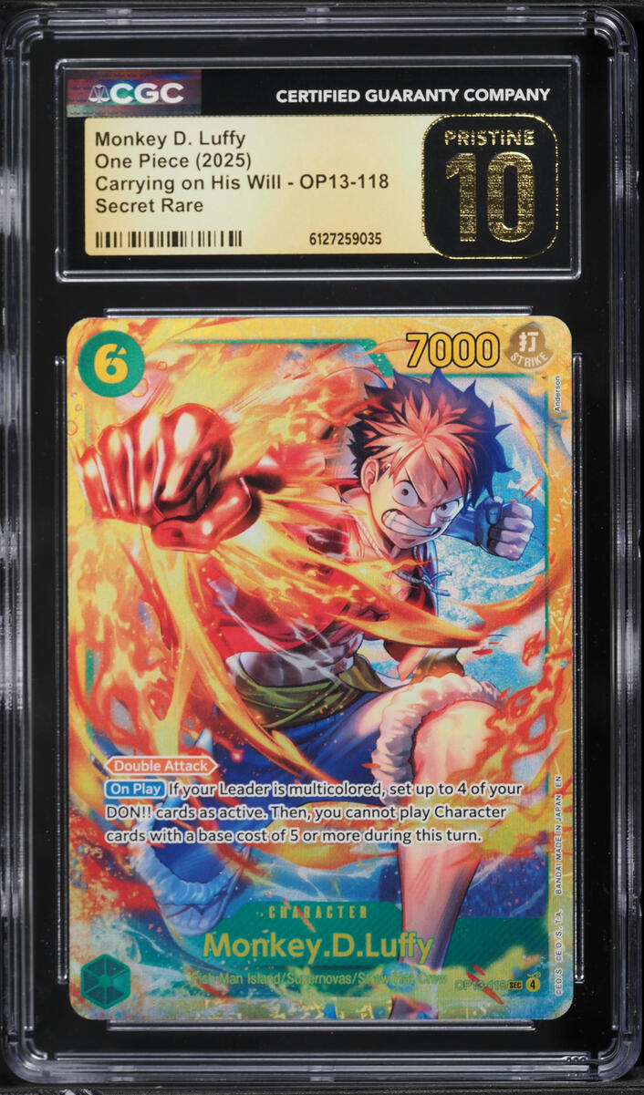 2025 One Piece Carrying On His Will SEC Monkey D. Luffy #OP13-118 CGC 10  PRISTINE on Fanatics Collect