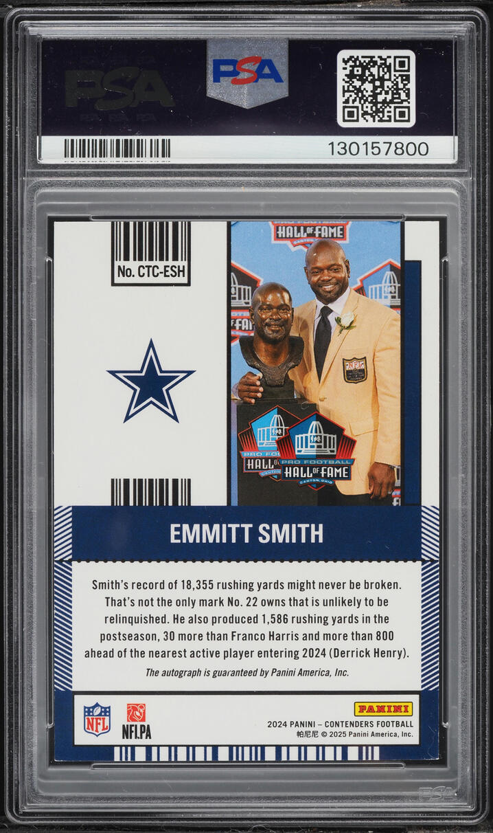 2024 Panini Contenders To Canton Emmitt Smith AUTO DNA 10 /50 #CTC-ESH PSA 8 NM-MT