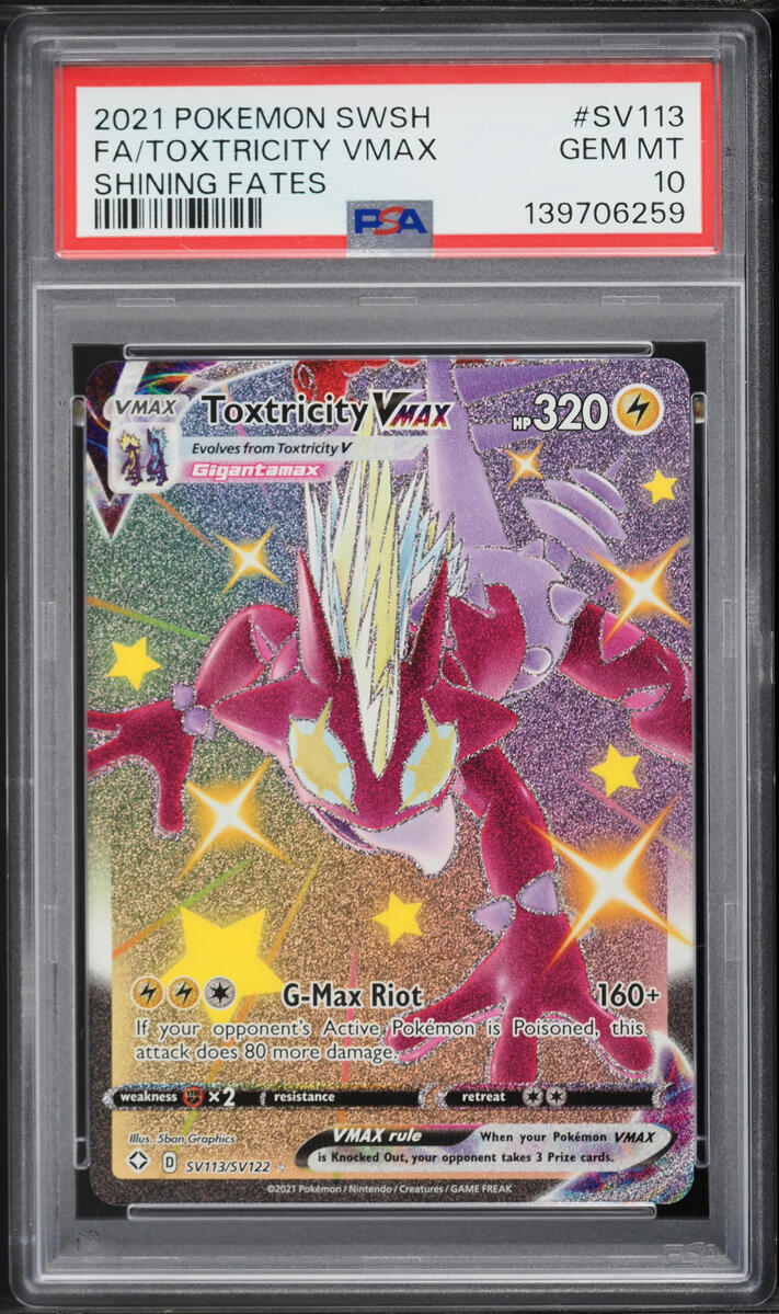 2021 Pokemon Sword & Shield Shining Fates Shiny Toxtricity VMAX #SV113 PSA 10 GEM MINT