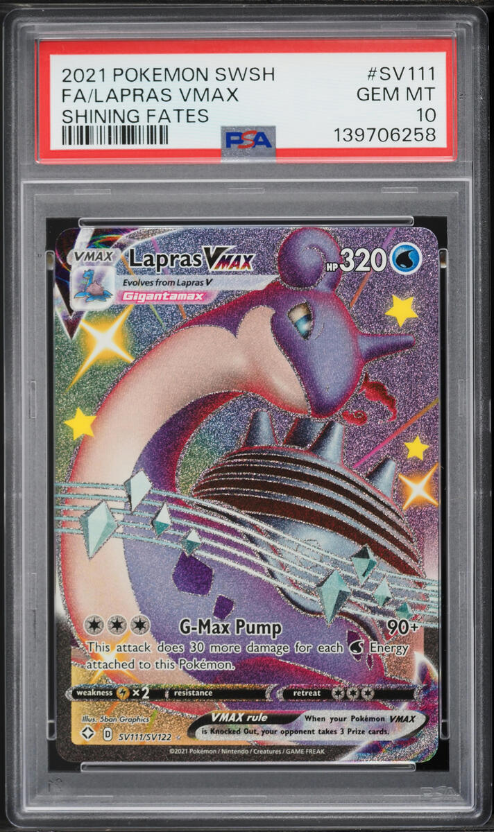 2021 Pokemon Sword & Shield Shining Fates Shiny Lapras VMAX #SV111 PSA 10 GEM MINT